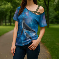 Paikea New Zealand Matariki Cross Shoulder Shirt Humpback Whale Taniko Motifs Ocean Vibes