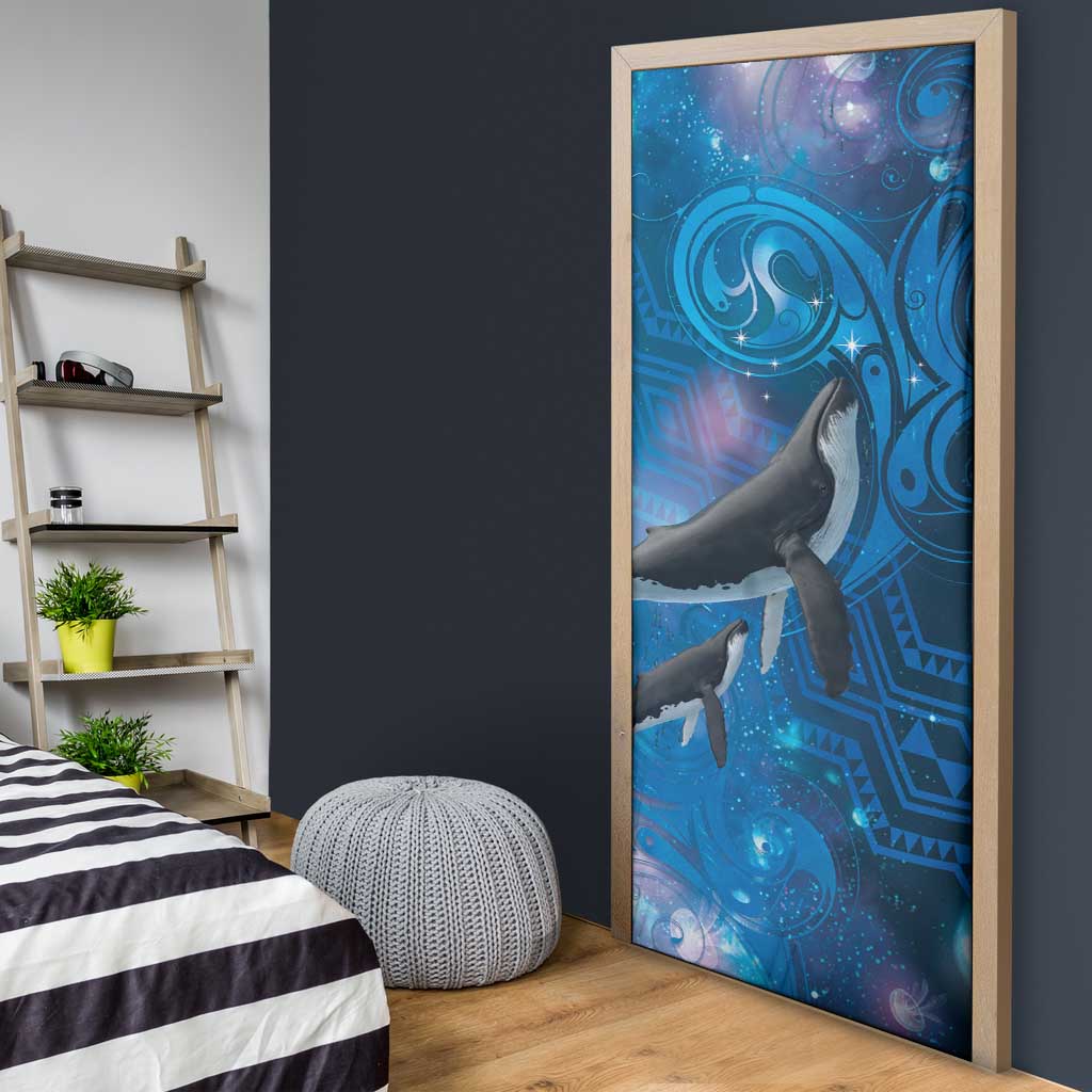 Paikea New Zealand Matariki Door Cover Humpback Whale Taniko Motifs Ocean Vibes