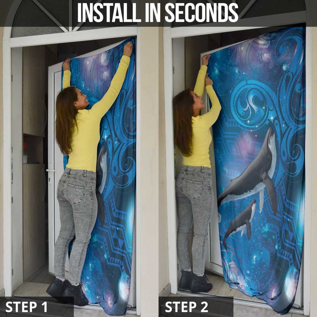 Paikea New Zealand Matariki Door Cover Humpback Whale Taniko Motifs Ocean Vibes