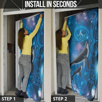 Paikea New Zealand Matariki Door Cover Humpback Whale Taniko Motifs Ocean Vibes