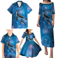 Paikea New Zealand Matariki Family Matching Puletasi and Hawaiian Shirt Humpback Whale Taniko Motifs Ocean Vibes LT14 - Polynesian Pride