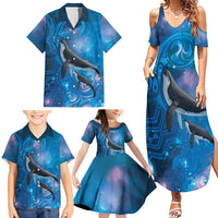 Paikea New Zealand Matariki Family Matching Summer Maxi Dress and Hawaiian Shirt Humpback Whale Taniko Motifs Ocean Vibes LT14 - Polynesian Pride