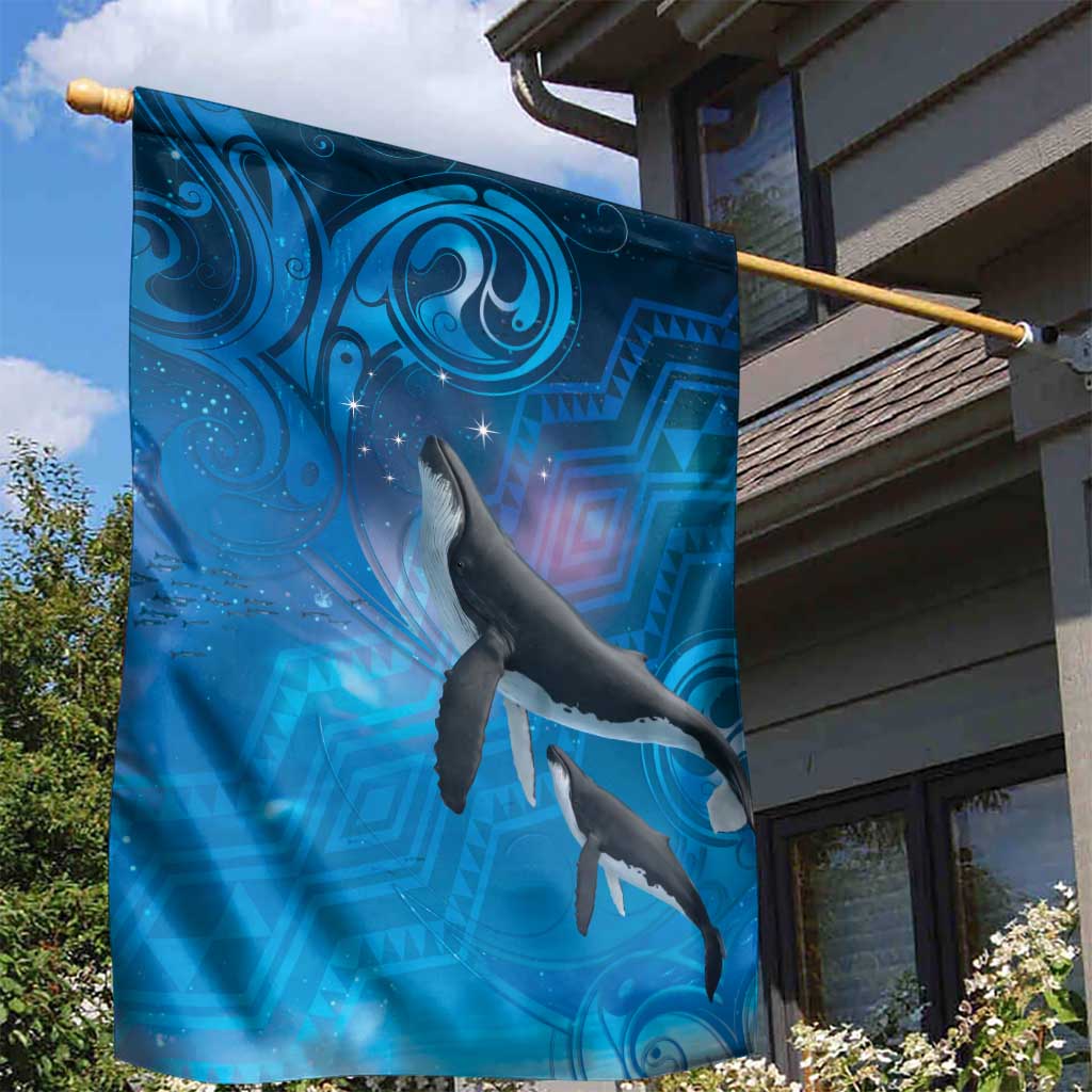 Paikea New Zealand Matariki Garden Flag Humpback Whale Taniko Motifs Ocean Vibes