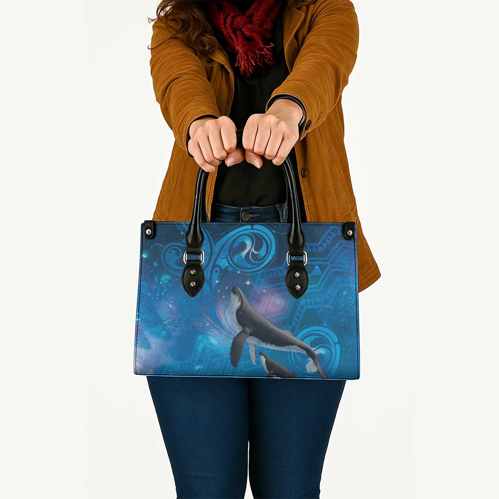 Paikea New Zealand Matariki Leather Bag Humpback Whale Taniko Motifs Ocean Vibes
