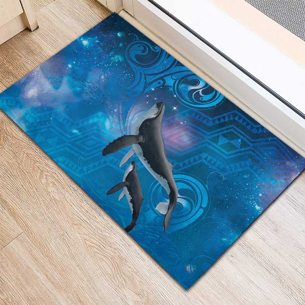 Paikea New Zealand Matariki Rubber Doormat Humpback Whale Taniko Motifs Ocean Vibes
