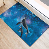Paikea New Zealand Matariki Rubber Doormat Humpback Whale Taniko Motifs Ocean Vibes
