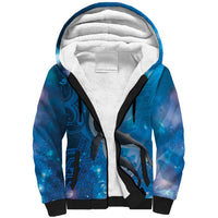 Paikea New Zealand Matariki Sherpa Hoodie Humpback Whale Taniko Motifs Ocean Vibes LT14 Unisex Blue - Polynesian Pride