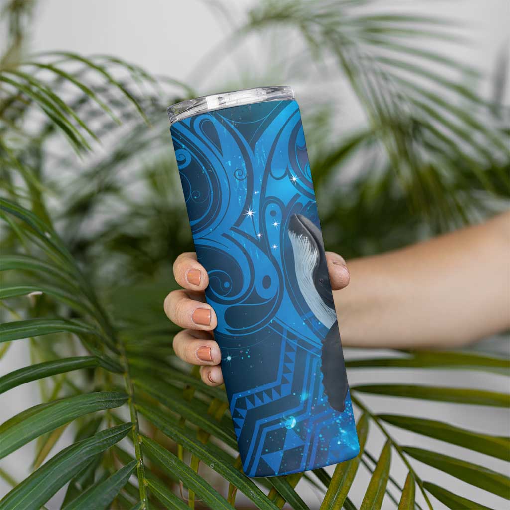 Paikea New Zealand Matariki Skinny Tumbler Humpback Whale Taniko Motifs Ocean Vibes LT14 - Polynesian Pride