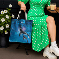 Paikea New Zealand Matariki Tote Bag Humpback Whale Taniko Motifs Ocean Vibes