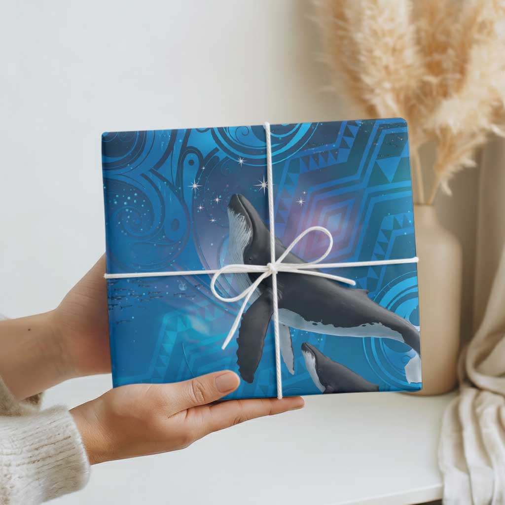 Paikea New Zealand Matariki Wrapping Paper Humpback Whale Taniko Motifs Ocean Vibes