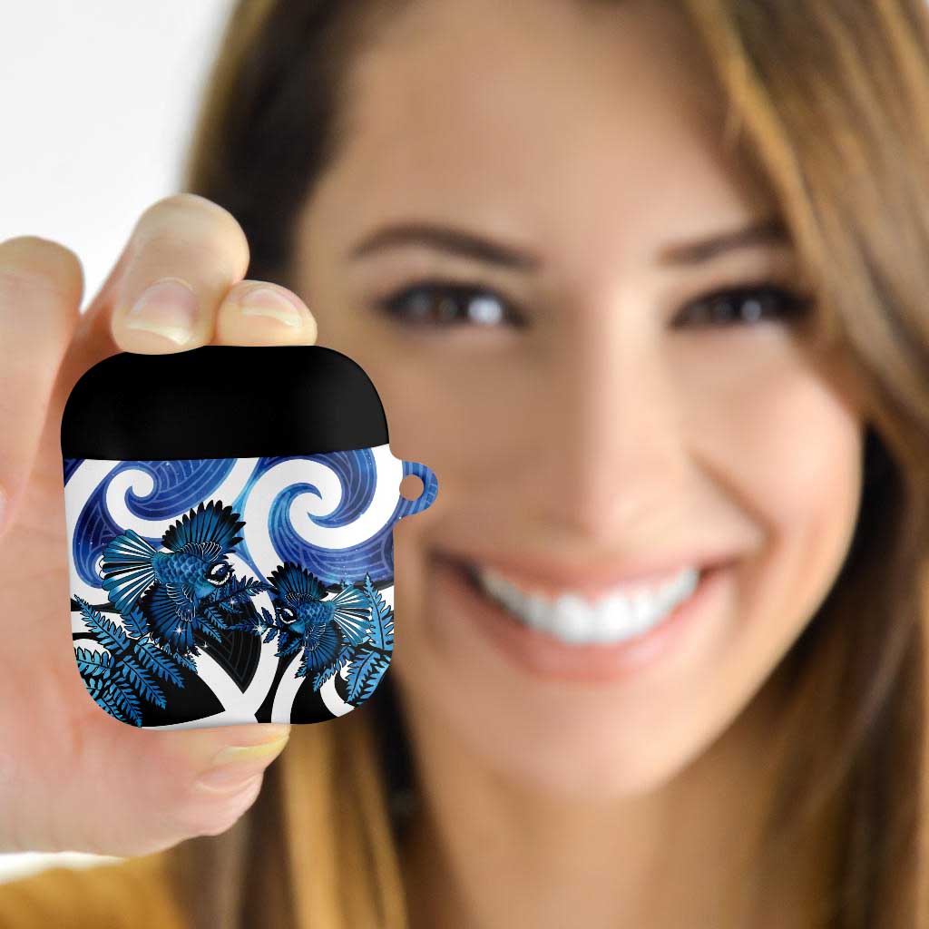 Piwakawaka New Zealand Matariki AirPods Case Maori New Year Silver Fern Blue Galaxy