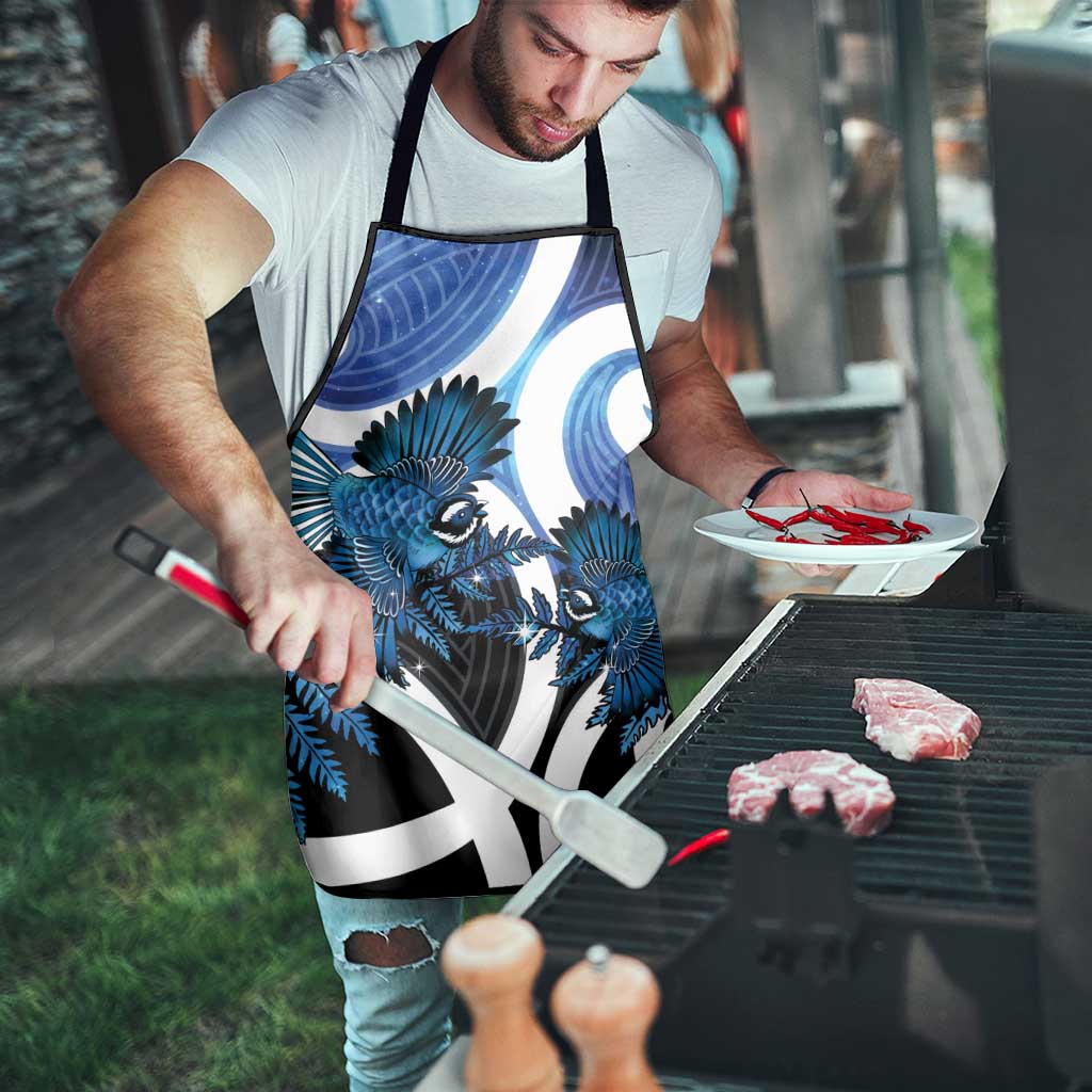 Piwakawaka New Zealand Matariki Apron Maori New Year Silver Fern Blue Galaxy