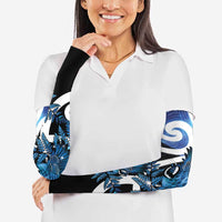 Piwakawaka New Zealand Matariki Arm Sleeves Maori New Year Silver Fern Blue Galaxy