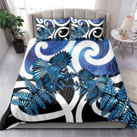 Piwakawaka New Zealand Matariki Bedding Set Maori New Year Silver Fern Blue Galaxy