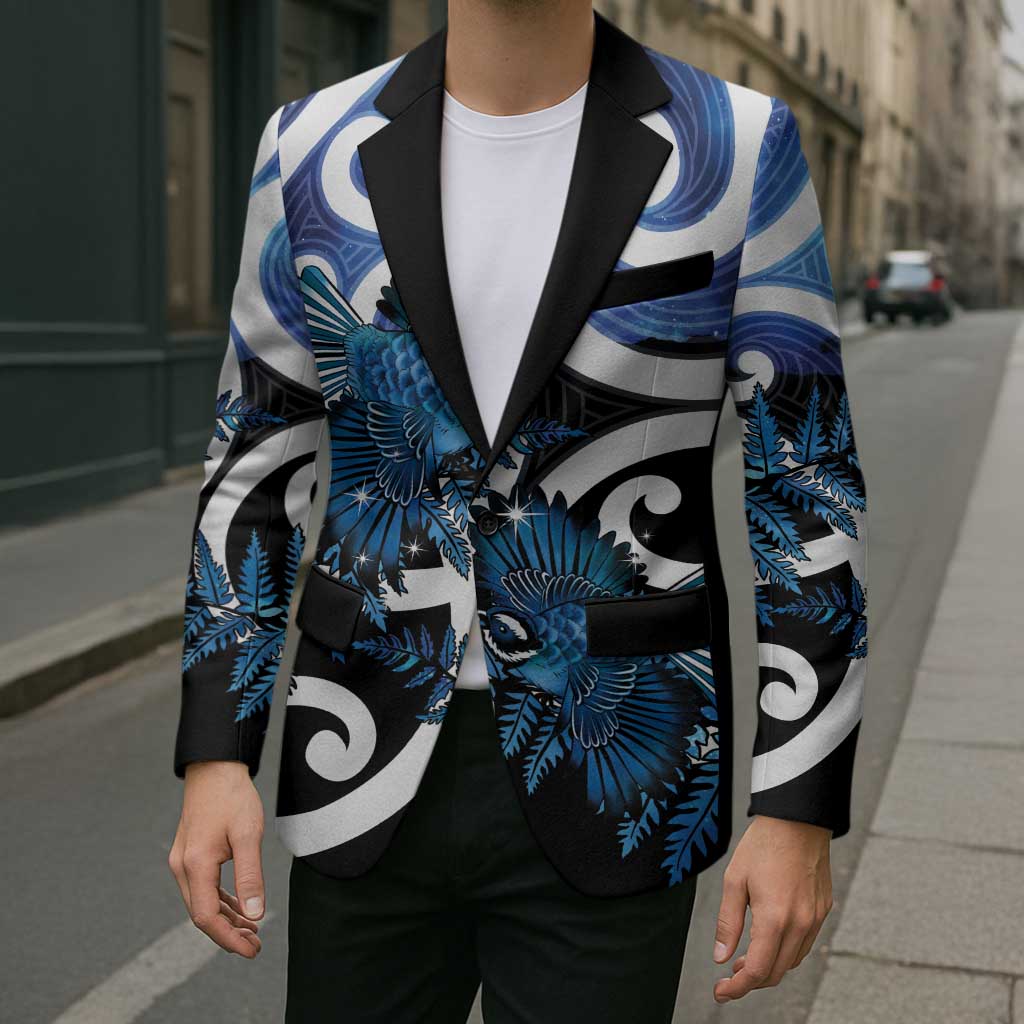 Piwakawaka New Zealand Matariki Blazer Maori New Year Silver Fern Blue Galaxy