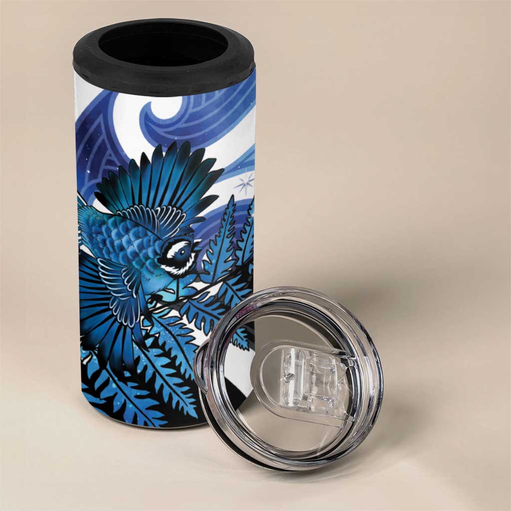 Piwakawaka New Zealand Matariki 4 in 1 Can Cooler Tumbler Maori New Year Silver Fern Blue Galaxy LT14 - Polynesian Pride
