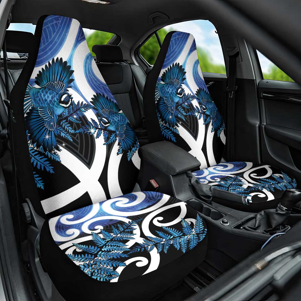 Piwakawaka New Zealand Matariki Car Seat Cover Maori New Year Silver Fern Blue Galaxy LT14 One Size Blue - Polynesian Pride