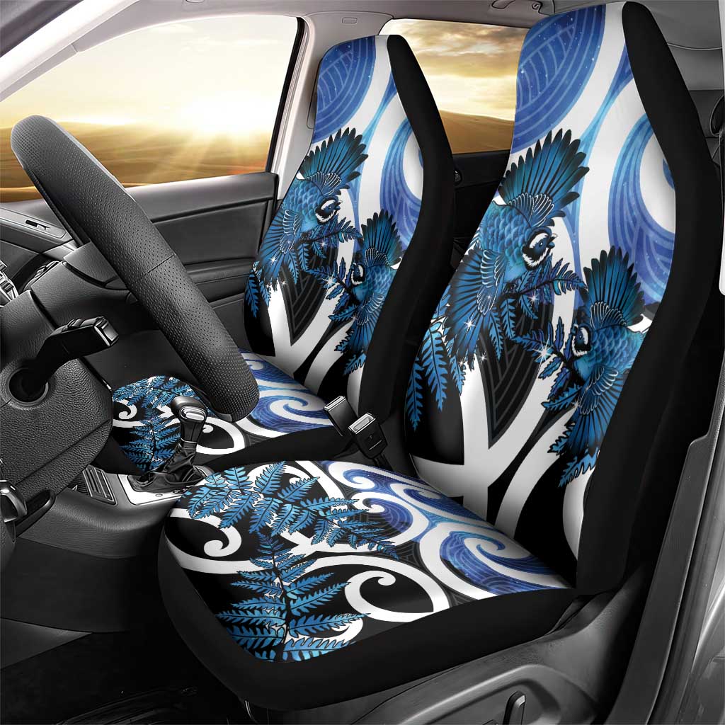 Piwakawaka New Zealand Matariki Car Seat Cover Maori New Year Silver Fern Blue Galaxy LT14 - Polynesian Pride