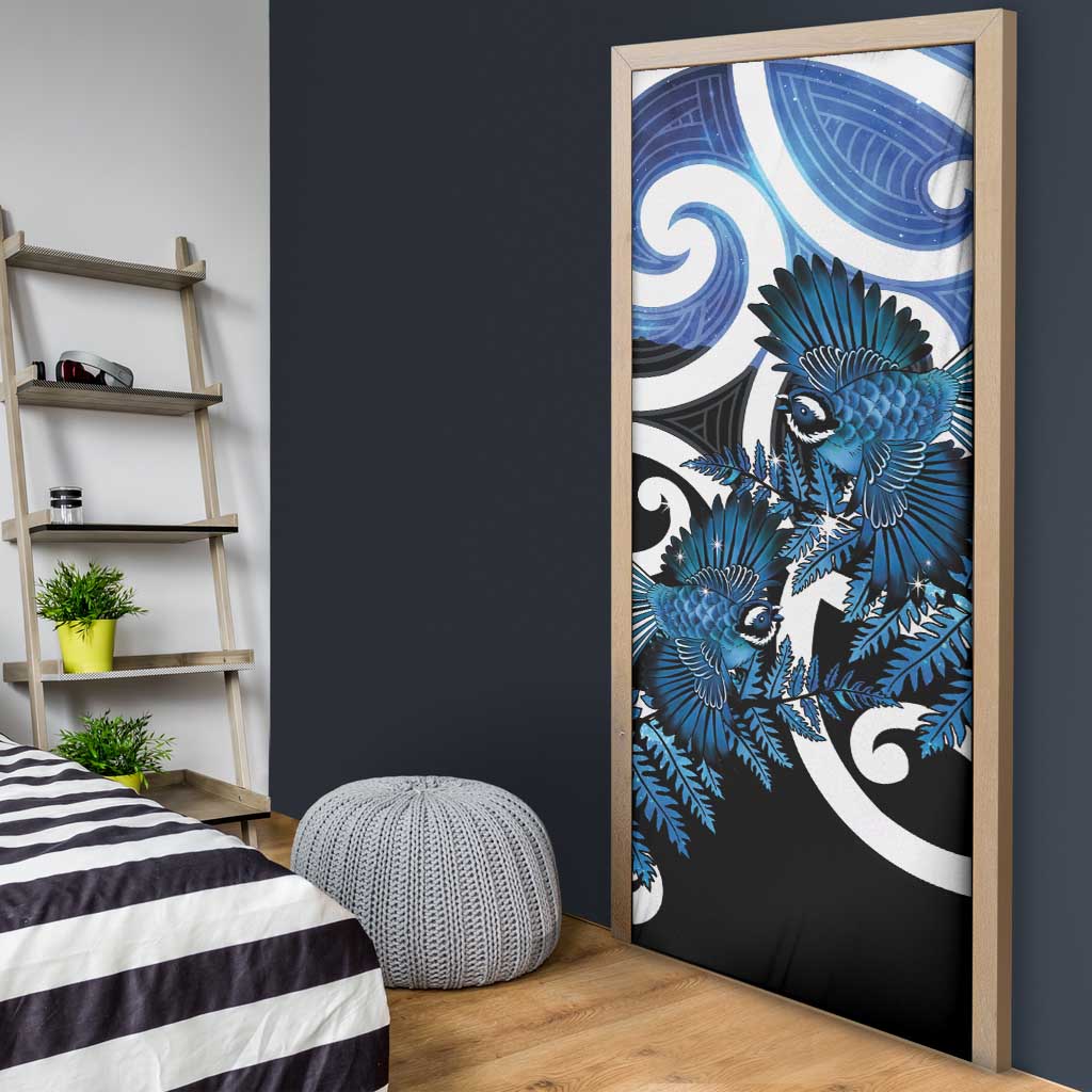 Piwakawaka New Zealand Matariki Door Cover Maori New Year Silver Fern Blue Galaxy LT14 - Polynesian Pride