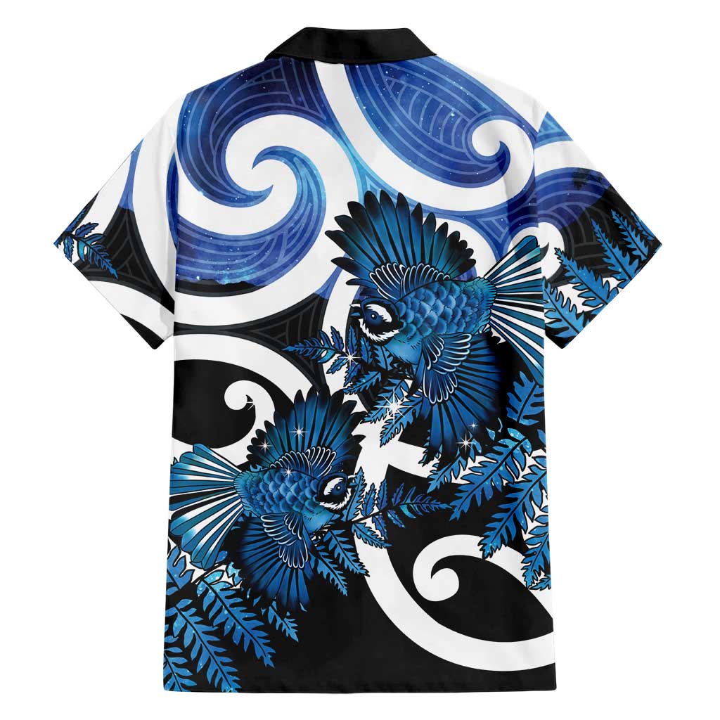 Piwakawaka New Zealand Matariki Family Matching Long Sleeve Bodycon Dress and Hawaiian Shirt Maori New Year Silver Fern Blue Galaxy LT14 - Polynesian Pride
