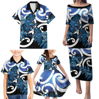 Piwakawaka New Zealand Matariki Family Matching Puletasi and Hawaiian Shirt Maori New Year Silver Fern Blue Galaxy LT14 - Polynesian Pride