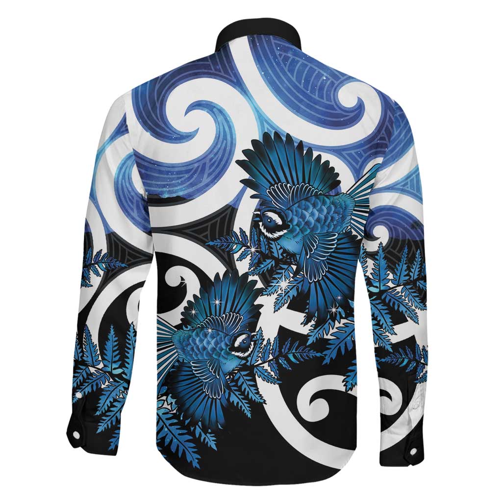 Piwakawaka New Zealand Matariki Family Matching Tank Maxi Dress and Hawaiian Shirt Maori New Year Silver Fern Blue Galaxy LT14 - Polynesian Pride