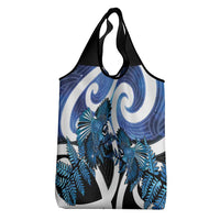 Piwakawaka New Zealand Matariki Grocery Bag Maori New Year Silver Fern Blue Galaxy
