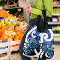 Piwakawaka New Zealand Matariki Grocery Bag Maori New Year Silver Fern Blue Galaxy