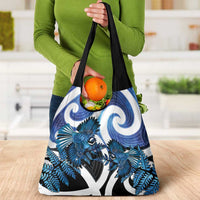 Piwakawaka New Zealand Matariki Grocery Bag Maori New Year Silver Fern Blue Galaxy