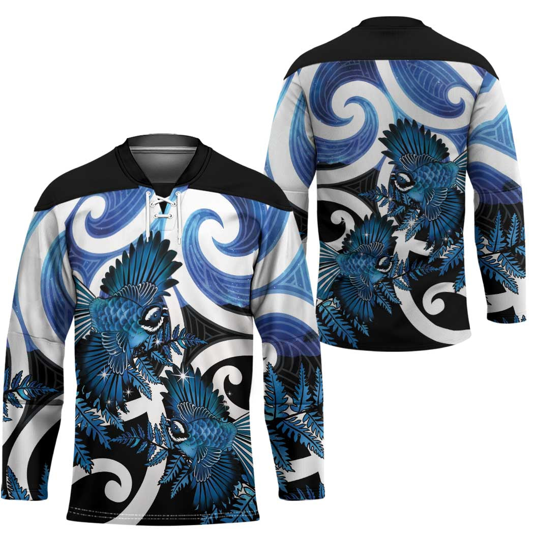 Piwakawaka New Zealand Matariki Hockey Jersey Maori New Year Silver Fern Blue Galaxy LT14 - Polynesian Pride