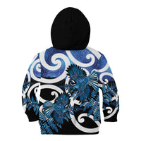 Piwakawaka New Zealand Matariki Kid Hoodie Maori New Year Silver Fern Blue Galaxy LT14 - Polynesian Pride