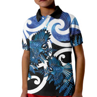Piwakawaka New Zealand Matariki Kid Polo Shirt Maori New Year Silver Fern Blue Galaxy LT14 Kid Blue - Polynesian Pride