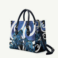 Piwakawaka New Zealand Matariki Leather Bag Maori New Year Silver Fern Blue Galaxy