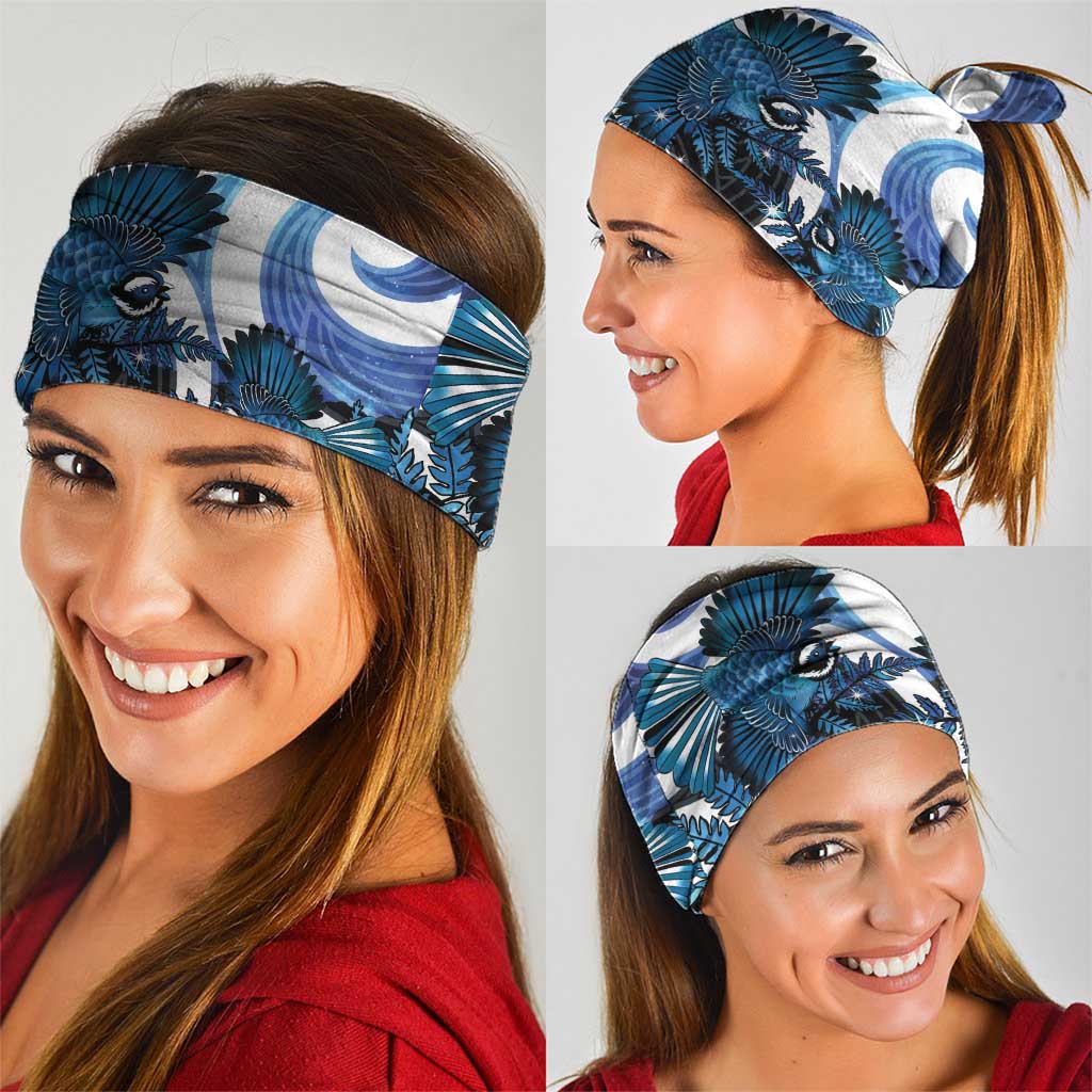 Piwakawaka New Zealand Matariki Neck Gaiter Maori New Year Silver Fern Blue Galaxy LT14 - Polynesian Pride