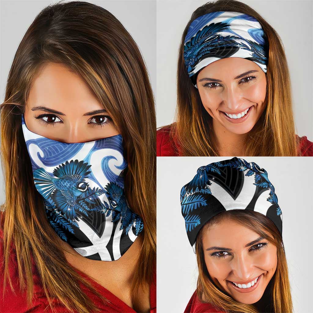 Piwakawaka New Zealand Matariki Neck Gaiter Maori New Year Silver Fern Blue Galaxy LT14 - Polynesian Pride