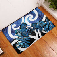 Piwakawaka New Zealand Matariki Rubber Doormat Maori New Year Silver Fern Blue Galaxy
