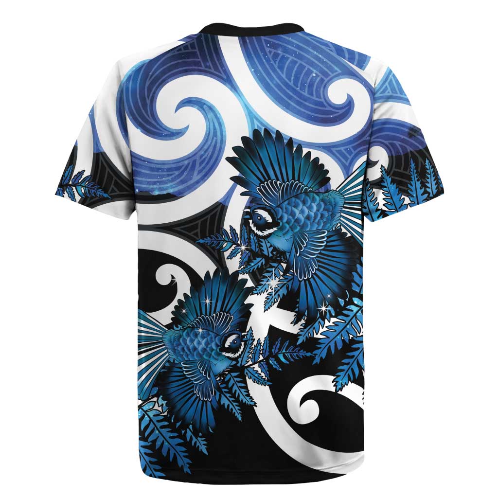 Piwakawaka New Zealand Matariki Rugby Jersey Maori New Year Silver Fern Blue Galaxy