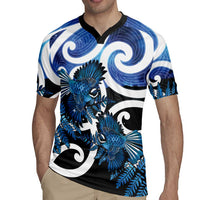 Piwakawaka New Zealand Matariki Rugby Jersey Maori New Year Silver Fern Blue Galaxy