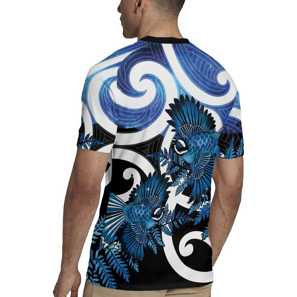 Piwakawaka New Zealand Matariki Rugby Jersey Maori New Year Silver Fern Blue Galaxy