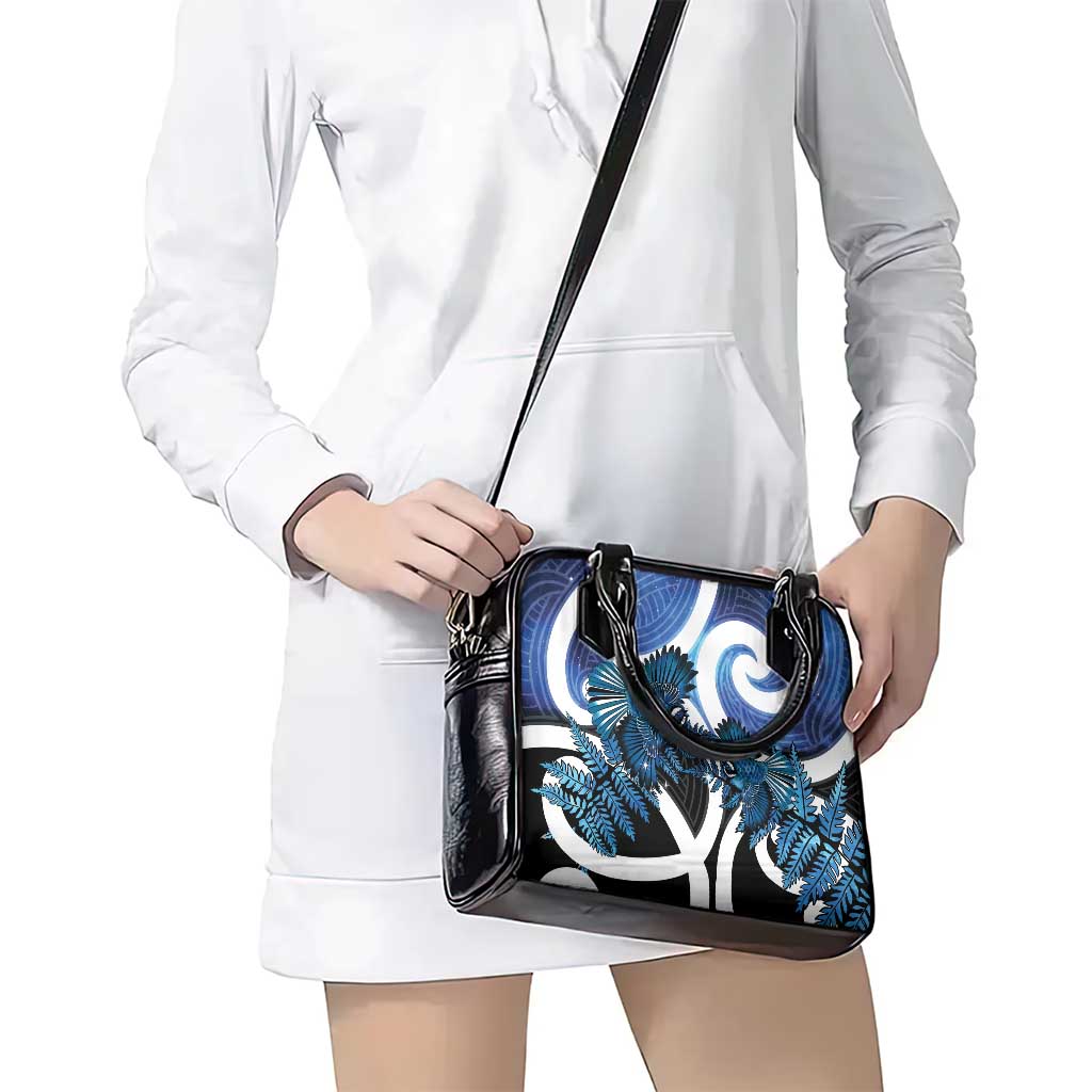 Piwakawaka New Zealand Matariki Shoulder Handbag Maori New Year Silver Fern Blue Galaxy