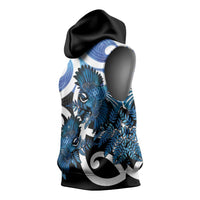 Piwakawaka New Zealand Matariki Sleeveless Hoodie Maori New Year Silver Fern Blue Galaxy LT14 - Polynesian Pride