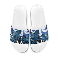 Piwakawaka New Zealand Matariki Slide Sandals Maori New Year Silver Fern Blue Galaxy