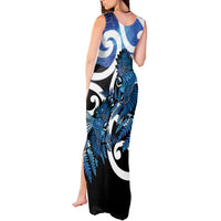 Piwakawaka New Zealand Matariki Tank Maxi Dress Maori New Year Silver Fern Blue Galaxy LT14 - Polynesian Pride