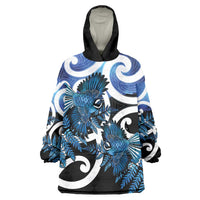 Piwakawaka New Zealand Matariki Wearable Blanket Hoodie Maori New Year Silver Fern Blue Galaxy LT14 One Size Blue - Polynesian Pride
