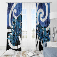 Piwakawaka New Zealand Matariki Window Curtain Maori New Year Silver Fern Blue Galaxy