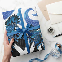 Piwakawaka New Zealand Matariki Wrapping Paper Maori New Year Silver Fern Blue Galaxy