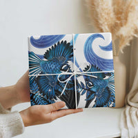 Piwakawaka New Zealand Matariki Wrapping Paper Maori New Year Silver Fern Blue Galaxy