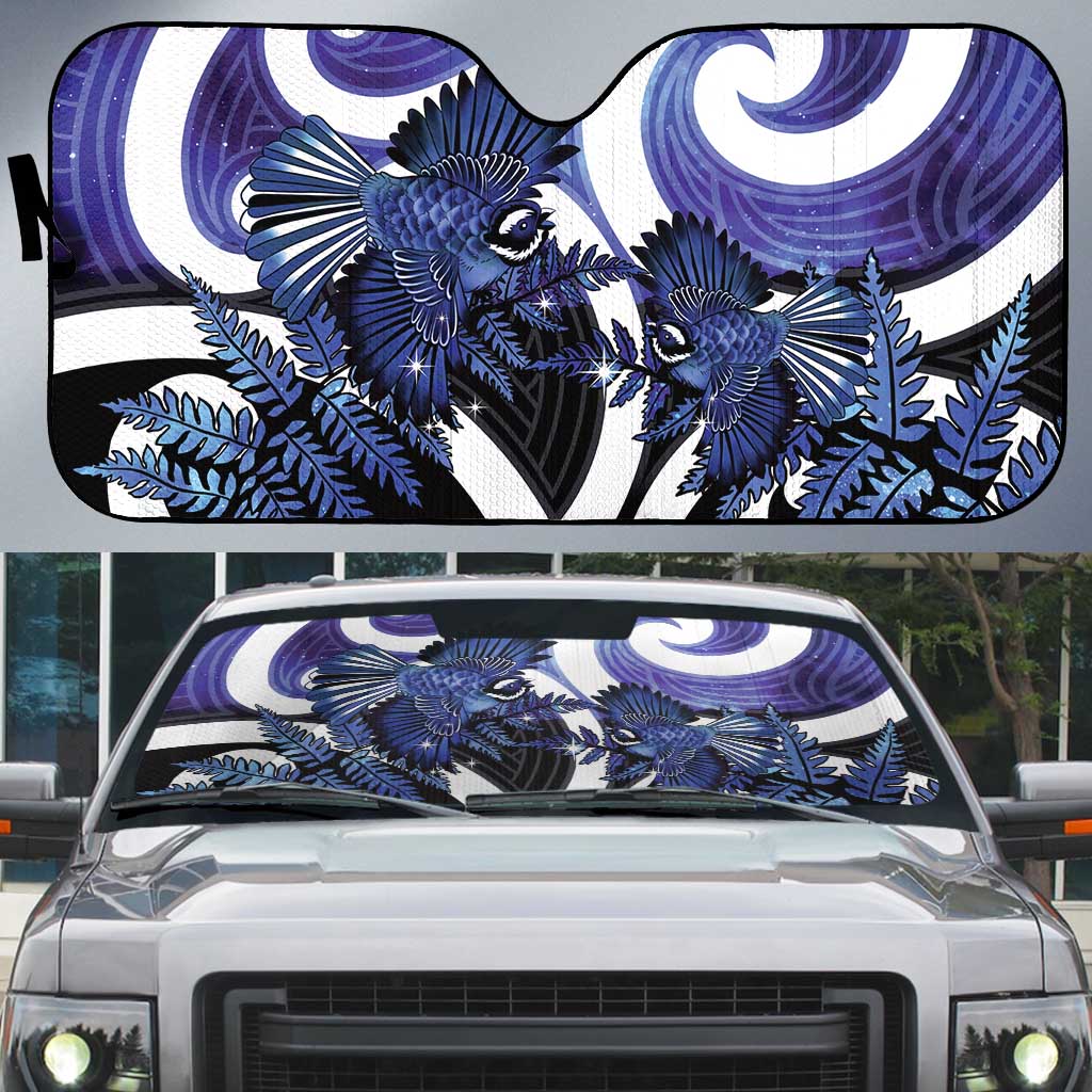 Piwakawaka New Zealand Matariki Auto Sun Shade Maori New Year Silver Fern Purple Galaxy LT14 Purple - Polynesian Pride