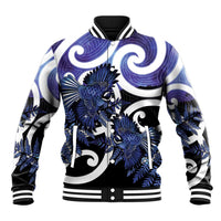 Piwakawaka New Zealand Matariki Baseball Jacket Maori New Year Silver Fern Purple Galaxy