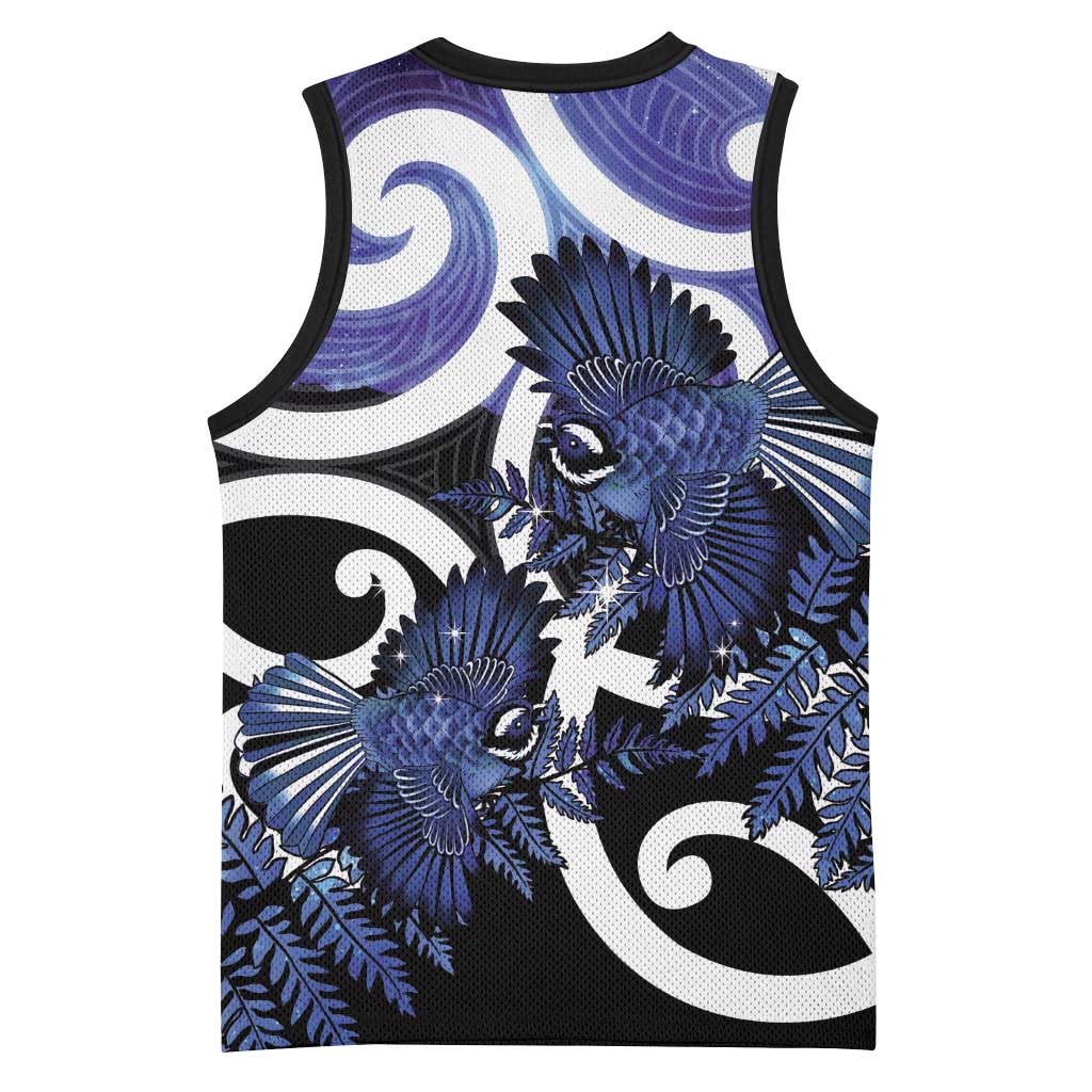 Piwakawaka New Zealand Matariki Basketball Jersey Maori New Year Silver Fern Purple Galaxy LT14 - Polynesian Pride
